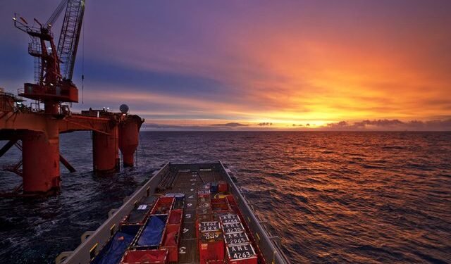 platform supply vessel north sea sunrise sunset