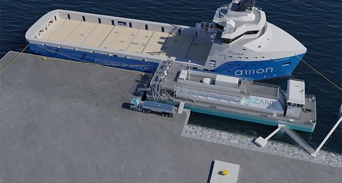 Green ammonia bunkering network floating bunkering terminals