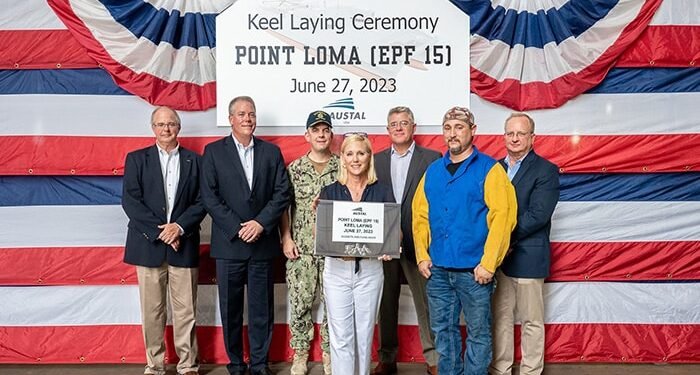 EPF Flight II keel laying group photograph