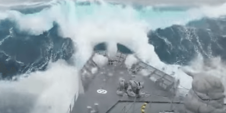 WATCH: Navy Ship Takes Huge Wave Over Bow