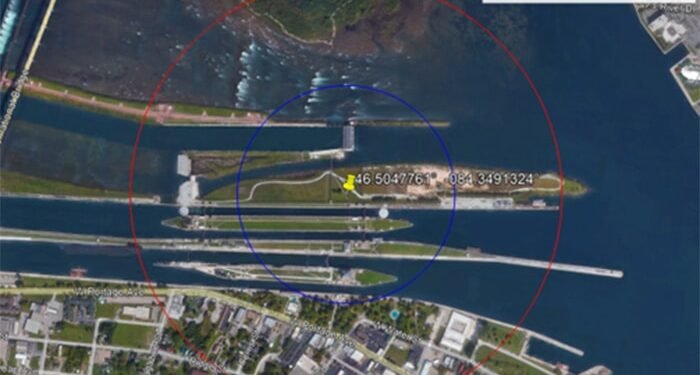 Blasting restriction zones at New Lock at the Soo
