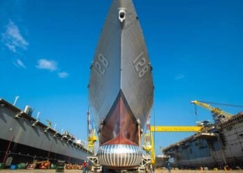 Ingalls Launches Guided Missile Destroyer Ted Stevens (DDG 128)