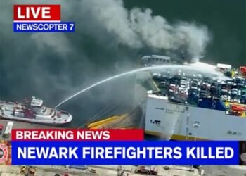 Newark car carrier fire