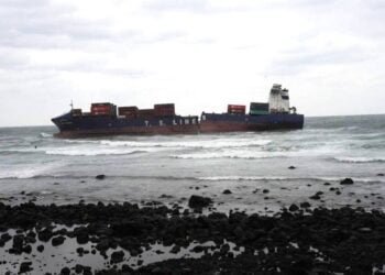 Grounded TS Lines Cargo Ship Splits in Two Off Taiwan