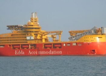 An undated file photo of the Edda Fortis under construction at Hyundai Heavy Industries in South Korea. Photo credit: Edda Accommodation
