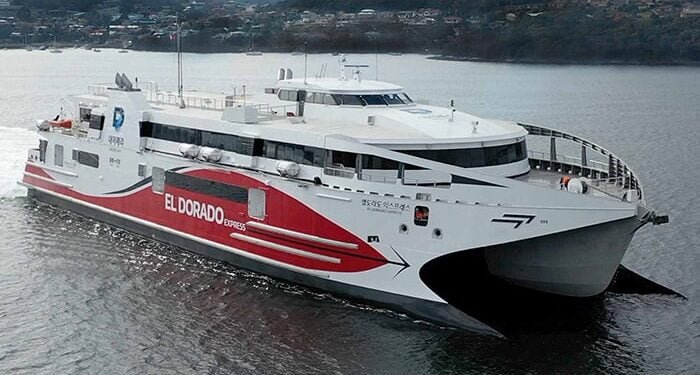 Incat Tasmania high speed catamaran on sea trials