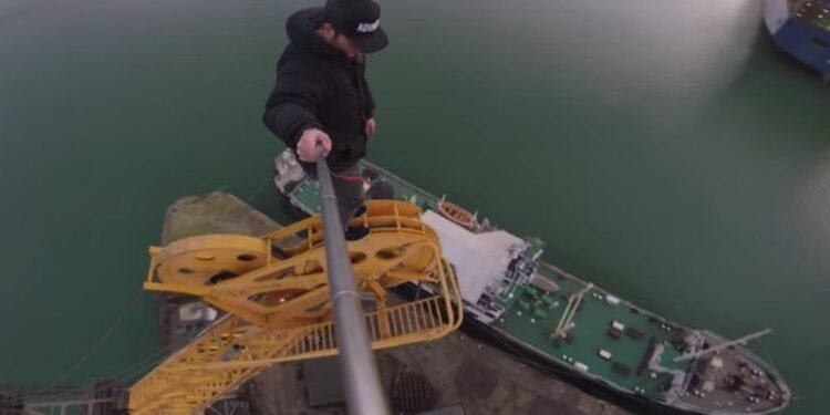 WATCH: Daredevil Climbs Sketchy Old Crane at Southampton Docks