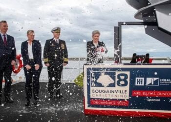HII’s Ingalls Shipbuilding Christens Amphibious Assault Ship Bougainville (LHA 8)