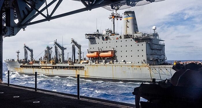 USNS Patuxent (T-AO-201) seen from ship it is about to resupply