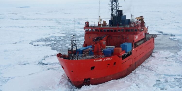 Blizzard Forces Aurora Australis Icebreaker Aground in Antarctica