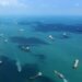 Ships at anchor off Singapore.