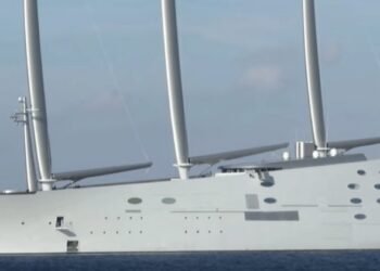 WATCH: World’s Largest Sail-Assisted Motor Yacht Makes Its Debut in Germany