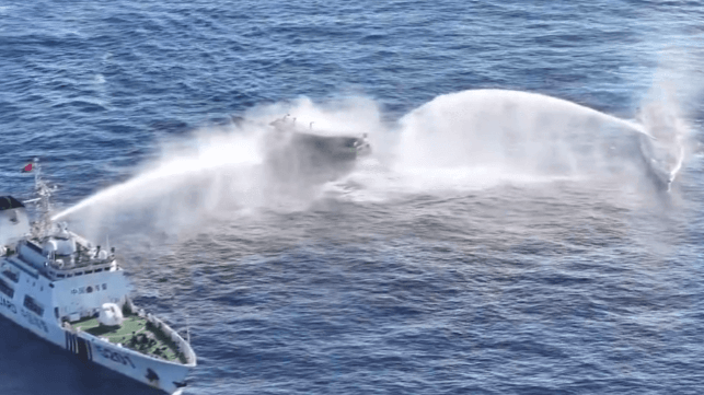 China Coast Guard Injures Four With Water Cannon in S. China Sea Standoff