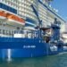 LNG alternative fuel Bunkering barge alongside cruise ship