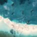 Satellite image of dredgers depositing sand on the northern rim of the Mischief Reef