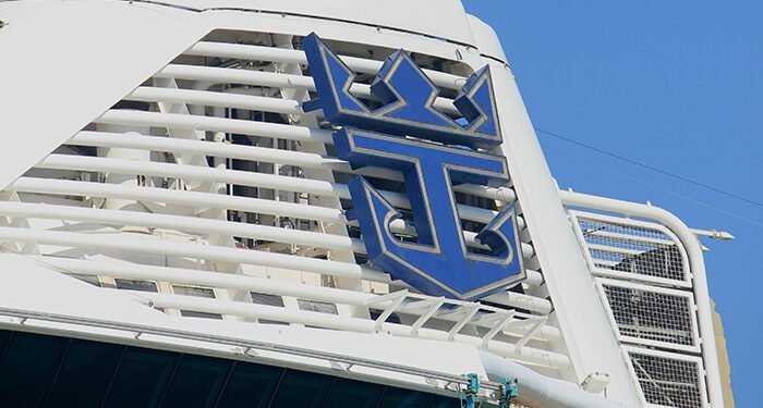 Royal Caribbean logo on ship