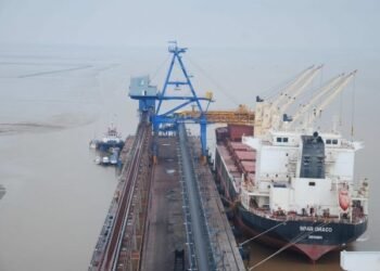 bulk carrier unloading coal dhamra port