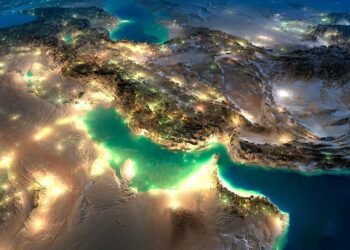 persian gulf map night iran qatar bahrain uae