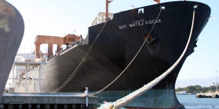 Military Sealift Command Ship Remains Grounded Off Japan