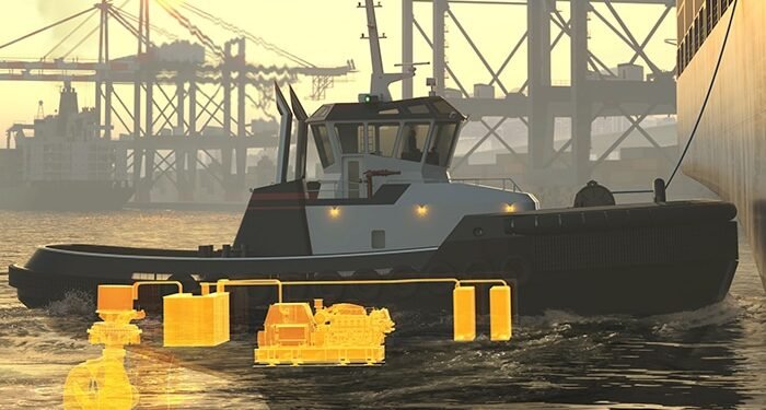 Rendering of methanol-hybrid tug